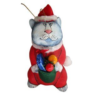 Paper Mache Santa Cat